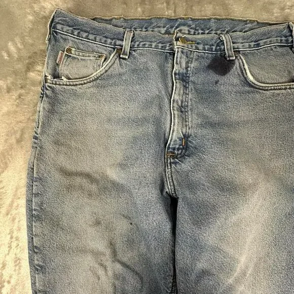 Distressed Vintage Carhartt Fleece Lined Denim Jeans Size 37 - Picture 3 of 8